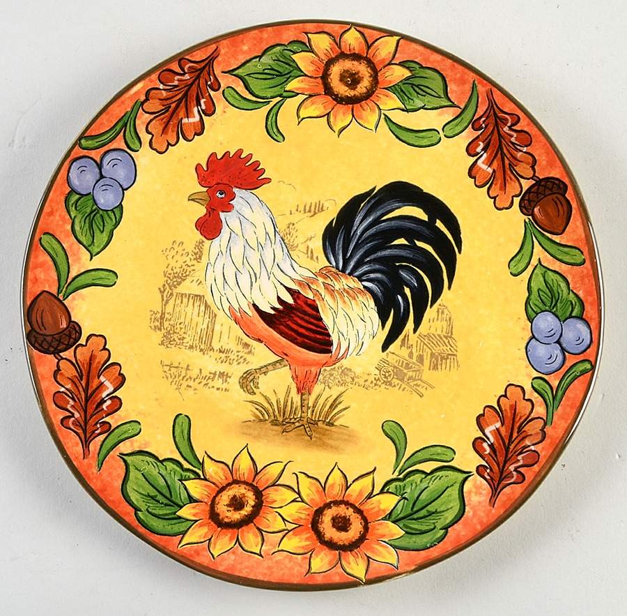 Fall Rooster Salad Plate by Maxcera Corp-1