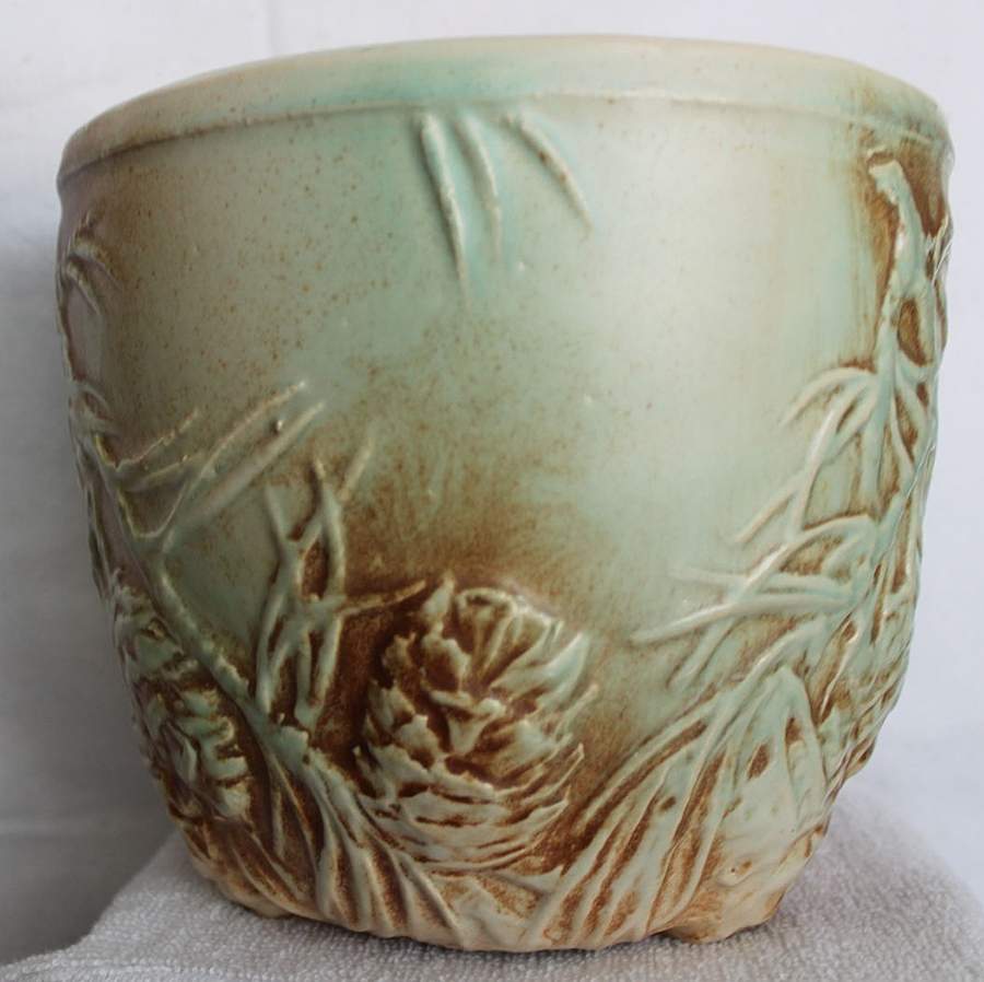 Rustic Brown Green 7" Planter by Nelson McCoy-1