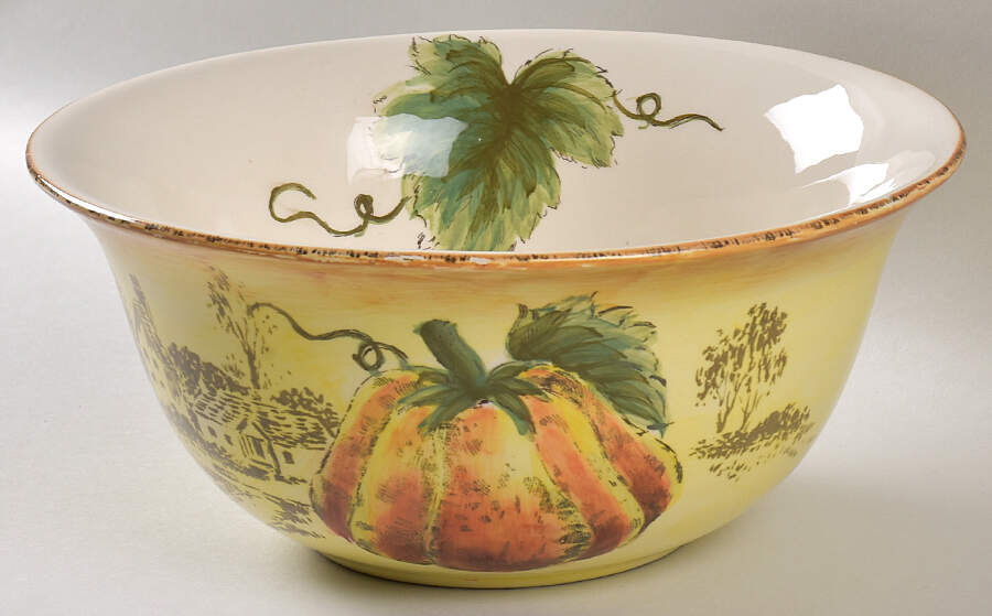 Pumpkin Fest (Yellow Body) 9" Round Serving Bowl by Maxcera Corp-1