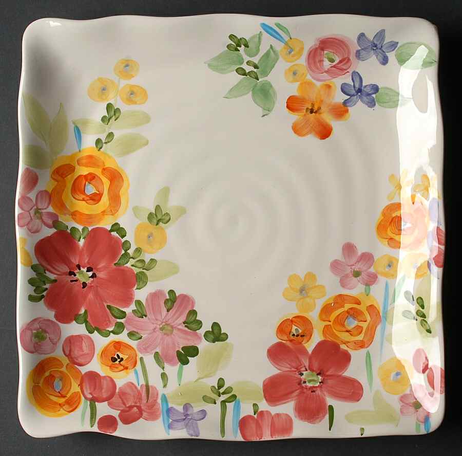 Group Floral Square Dinner Plate by Maxcera Corp-1