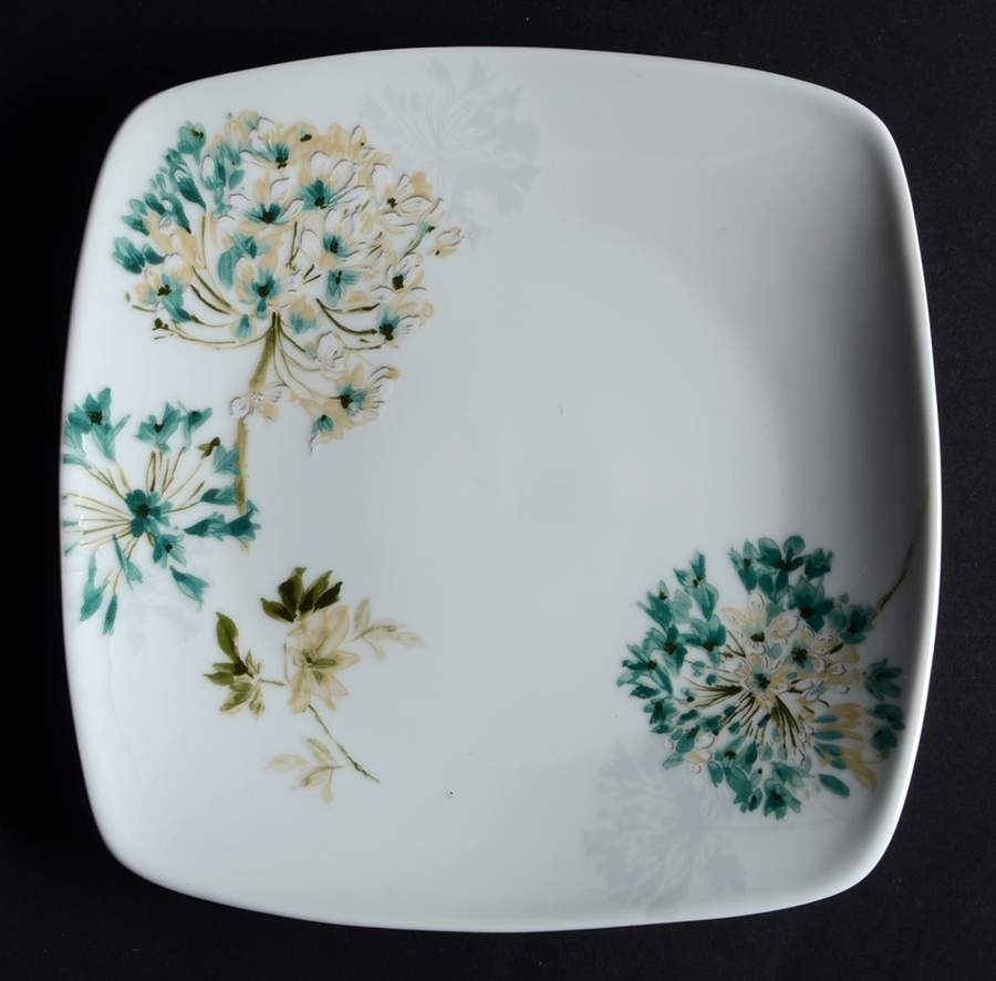 Silk Floral Square Teal Salad Plate by Mikasa-1