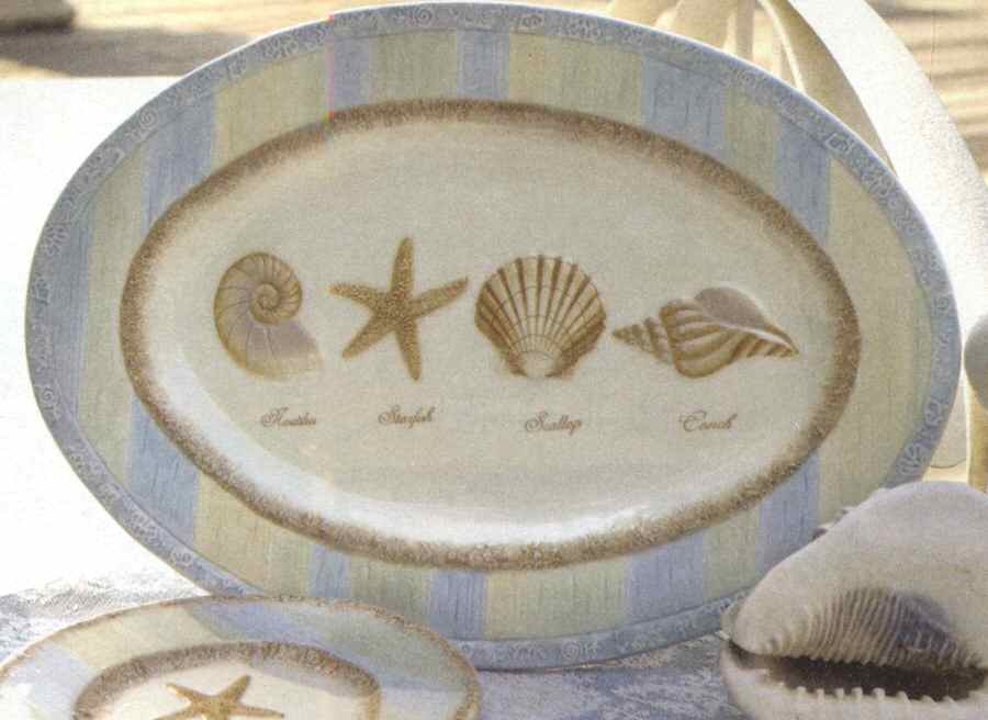 Seashell By the Seashore 15" Oval Serving Platter by Manual Woodworkers-1