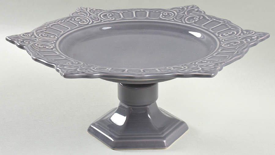 Venice Concrete Grey 13" Diameter Pedestal Cake Stand by Matceramica-1