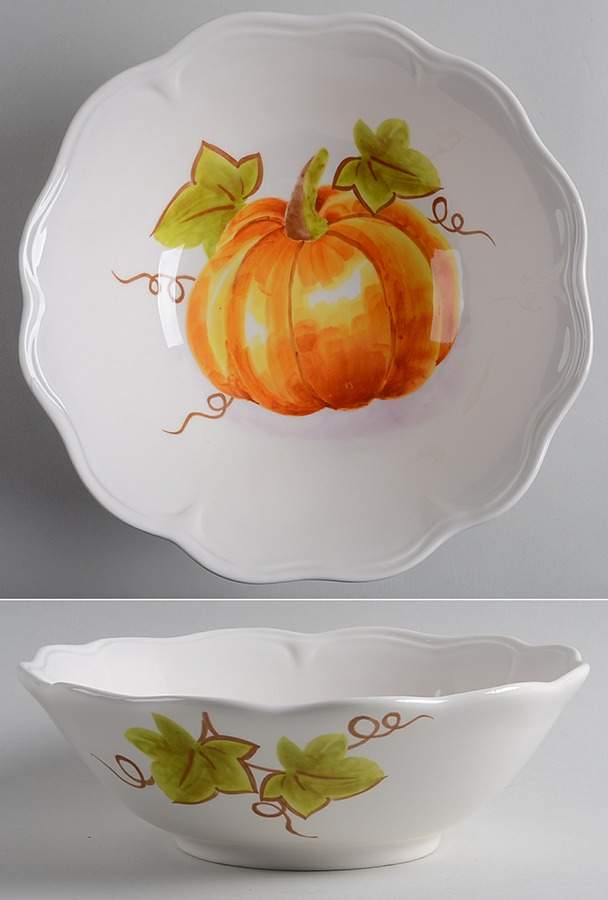 Watercolor Pumpkin Patch 10" Round Vegetable Bowl by Maxcera Corp-1