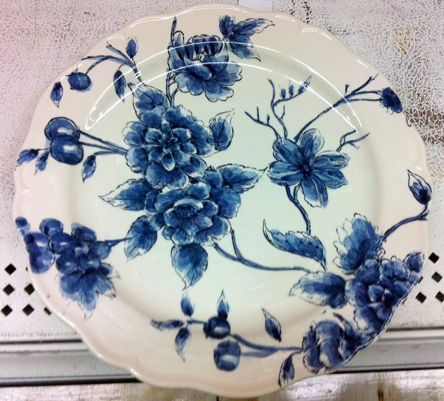 Blue Cream Floral Dinner Plate by Maxcera Corp-1