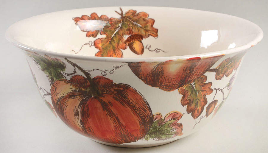 Pumpkin Sketch 11" Round Serving Bowl by Maxcera Corp-1