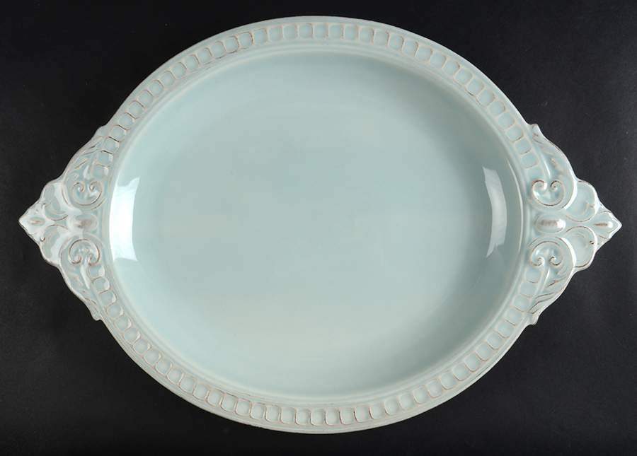 Venice Aqua 19" Oval Serving Platter by Matceramica-1