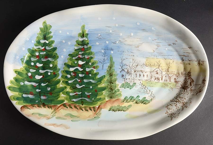 Pinesville 17" Oval Serving Platter by Maxcera Corp-1