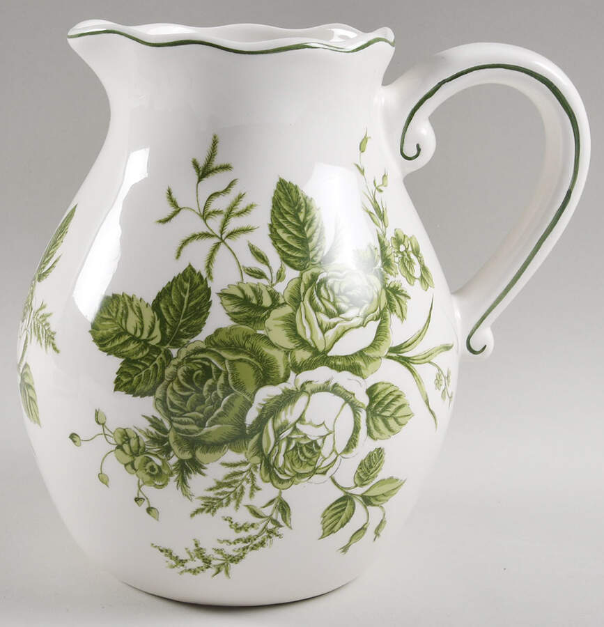 Green and White Toile 64 Oz Pitcher by Maxcera Corp-1