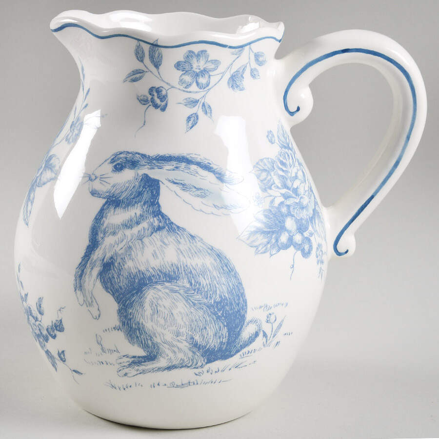Blue and White Toile 80 Oz Pitcher by Maxcera Corp-1
