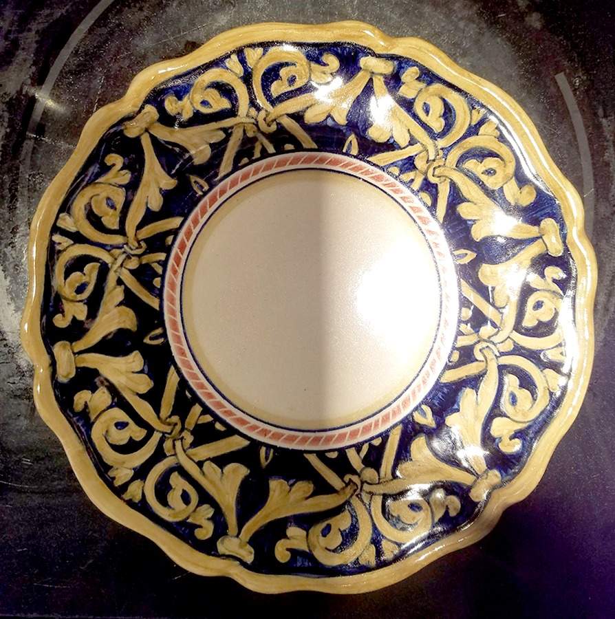Damascato Blue Salad Plate by Michela Cavallini-1
