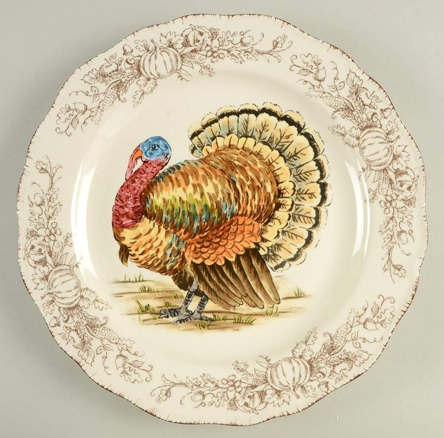 Turkey Toile Dinner Plate by Maxcera Corp-1