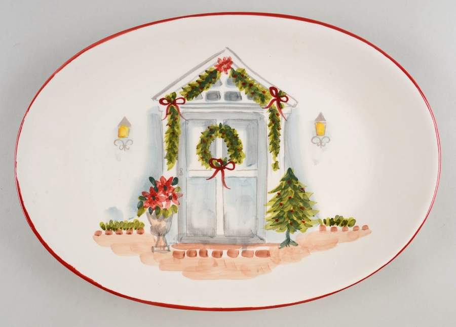 Holiday Door 14" Oval Serving Platter by Maxcera Corp-1