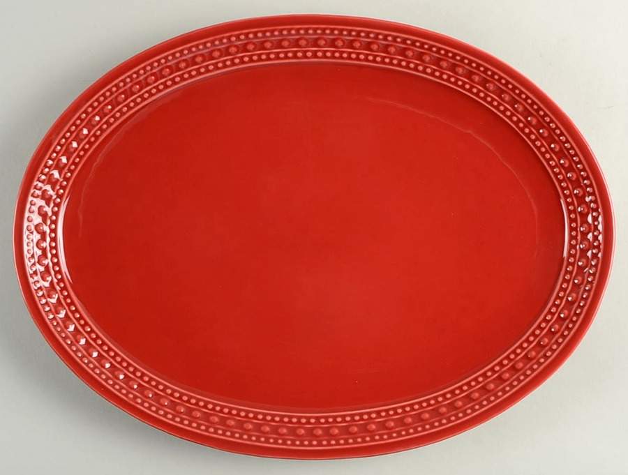 M2A20 Red 15" Oval Serving Platter by Matceramica-1