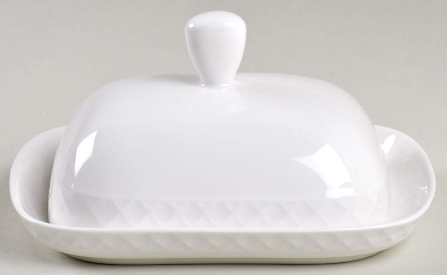 Trellis White 1/4 Lb Covered Butter by Mikasa-1
