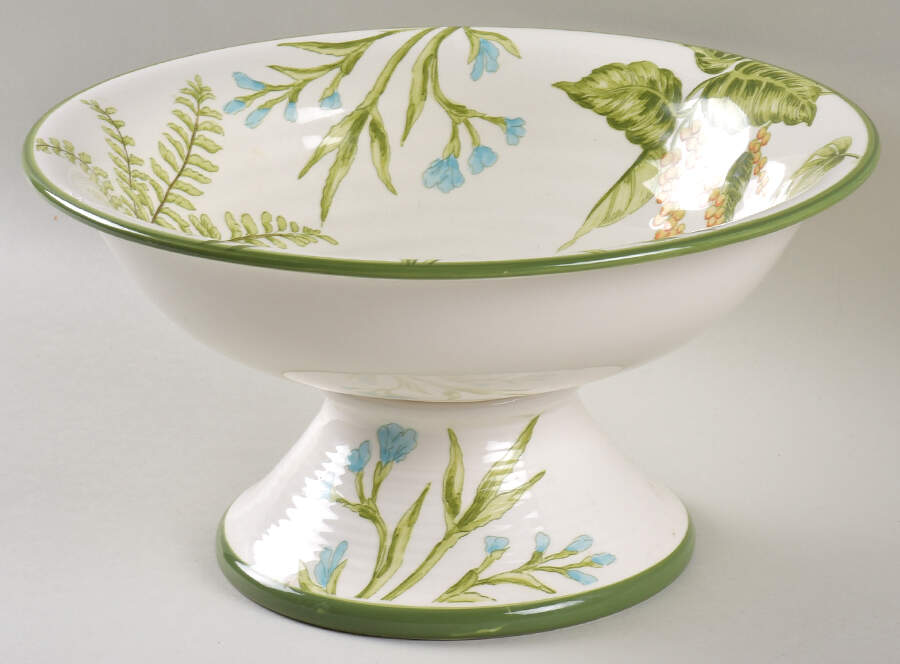 Palm and Fern 10" Footed Bowl by Maxcera Corp-1