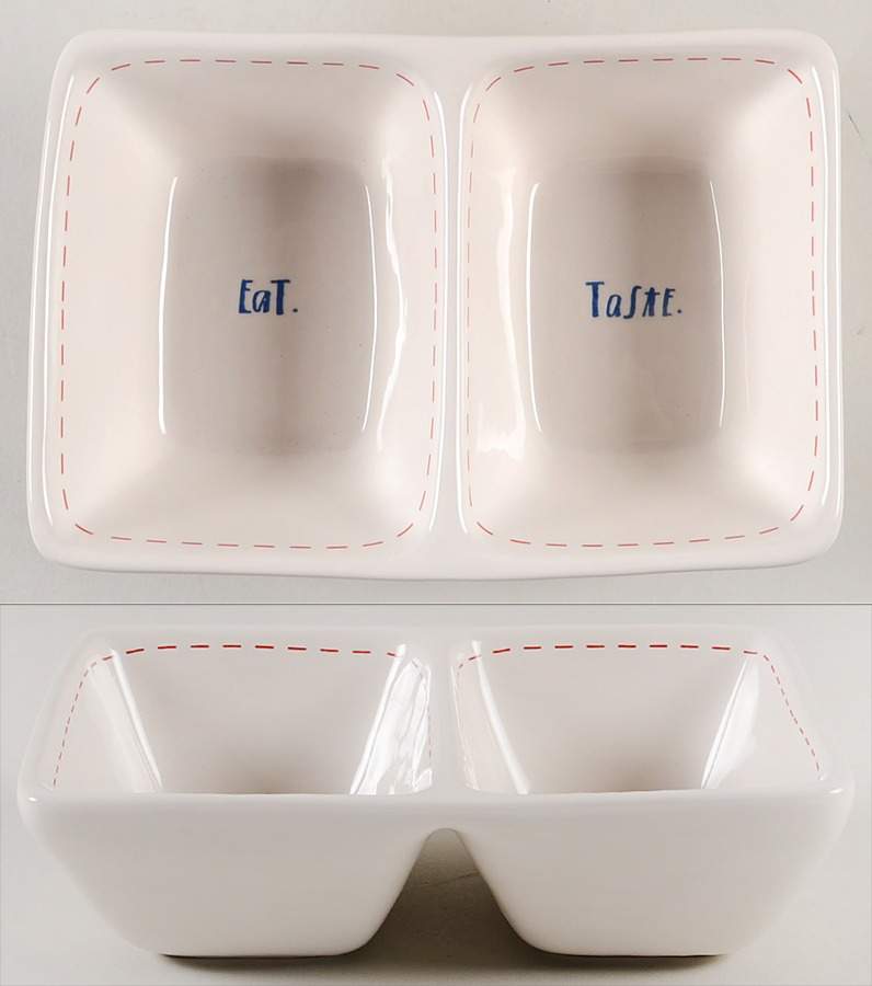Rae Dunn Kitchenware (2 Part) Rectangular Divided Dish by Magenta-1