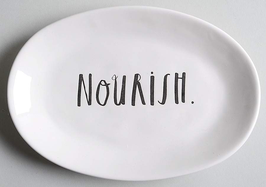 Stem Print 8" Oval Plate by Magenta-1
