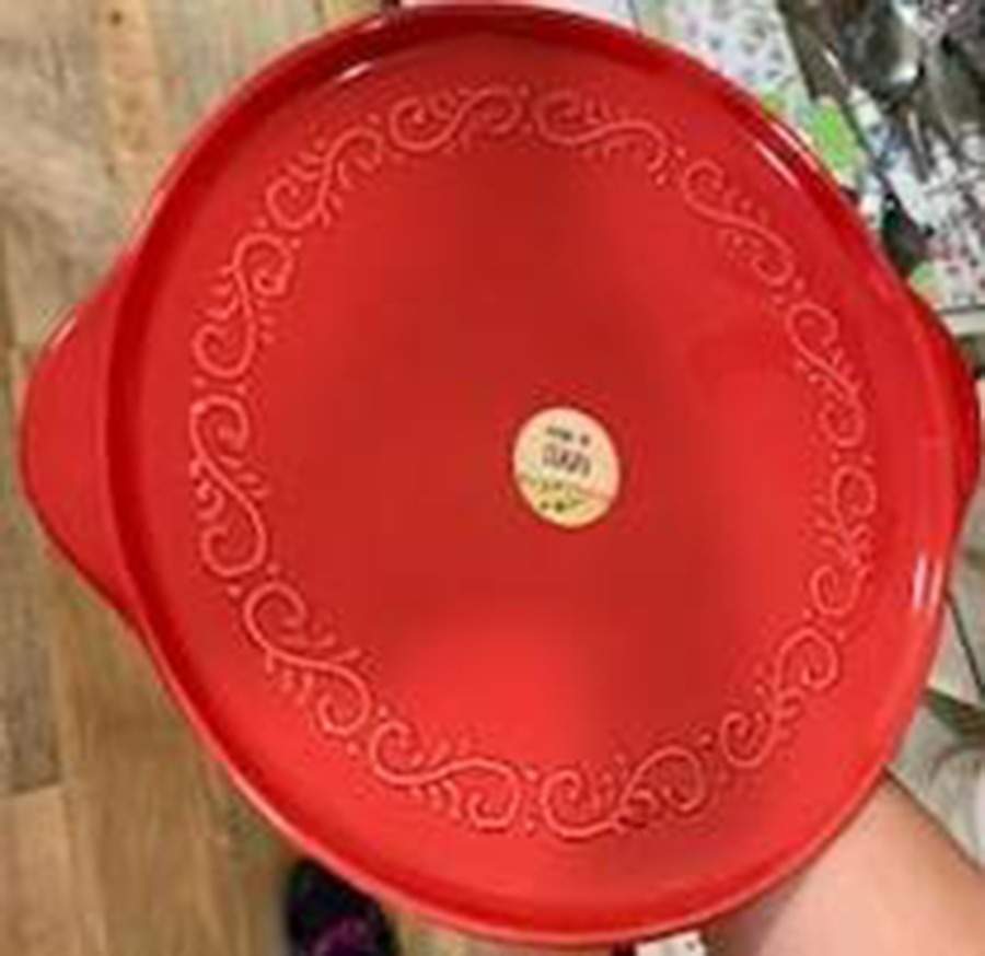MLJ16 Red Handled Cake Plate by Maioliche Jessica-1