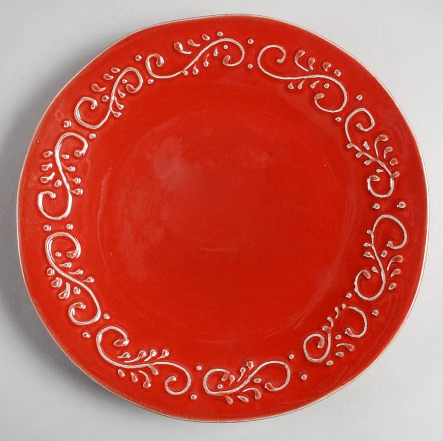 MLJ16 Red Salad Plate by Maioliche Jessica-1