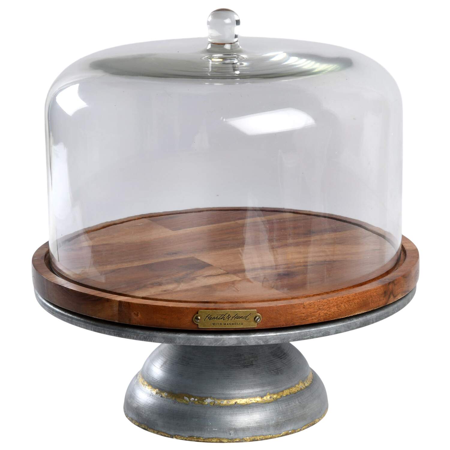 Hearth & Hand Metal Pedestal Cake Stand w/Cake Plate & Glass Dome by Magnolia-1