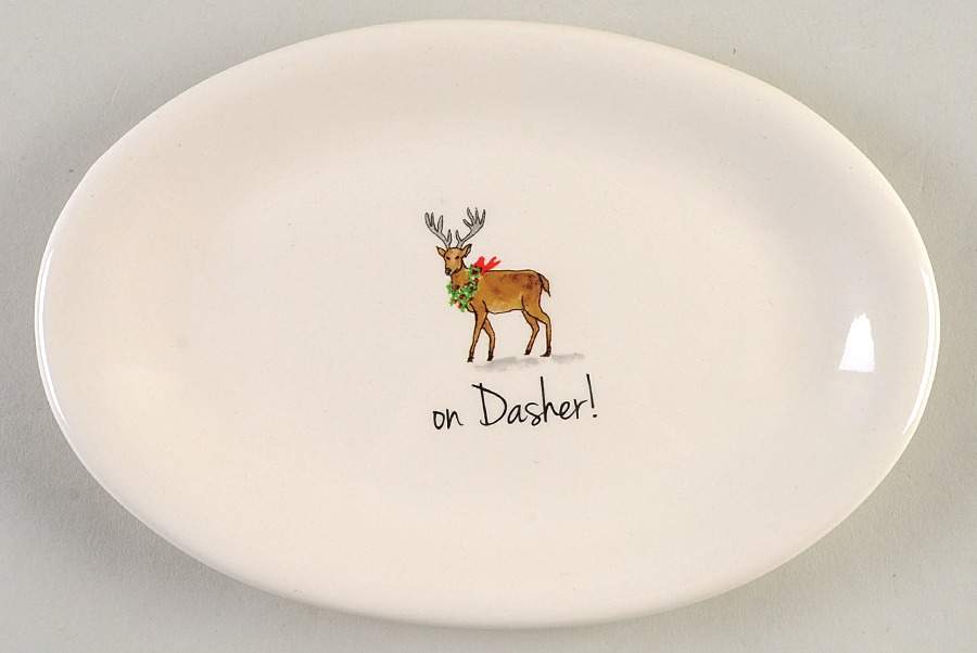 Rae Dunn Holiday 8" Oval Plate by Magenta-1