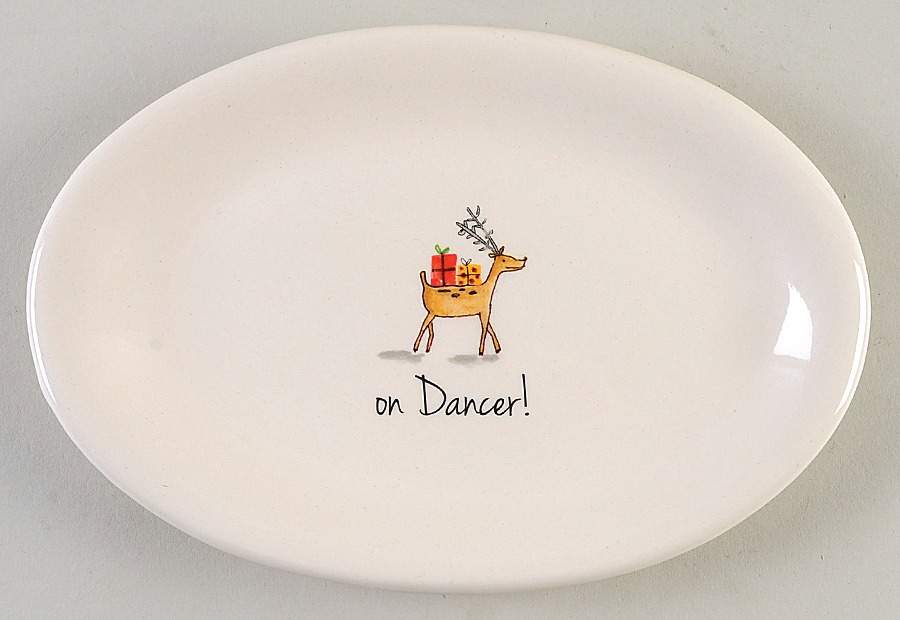 Rae Dunn Holiday 8" Oval Plate by Magenta-1