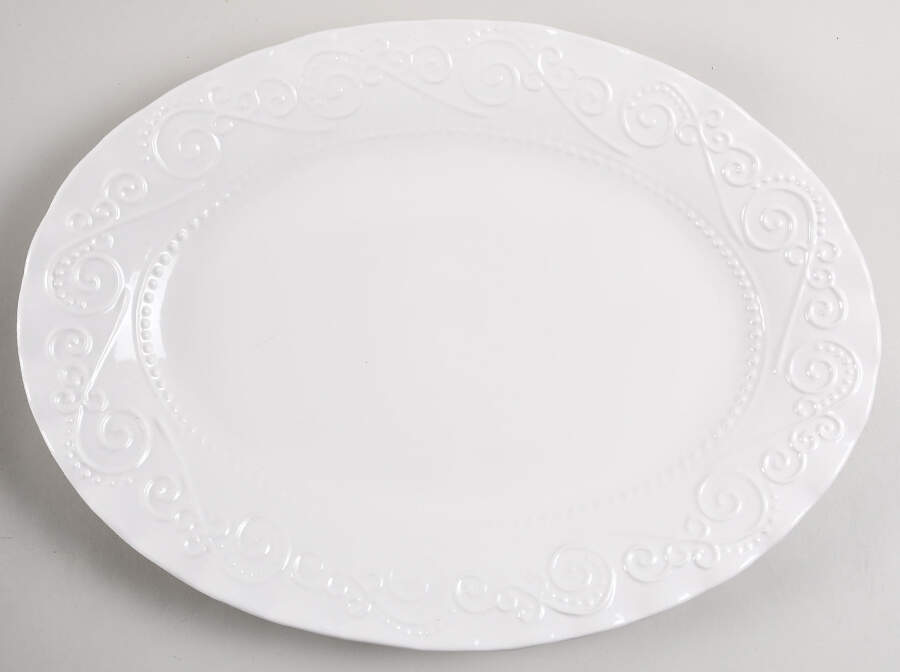 MLJ23 White 17" Oval Serving Platter by Maioliche Jessica-1