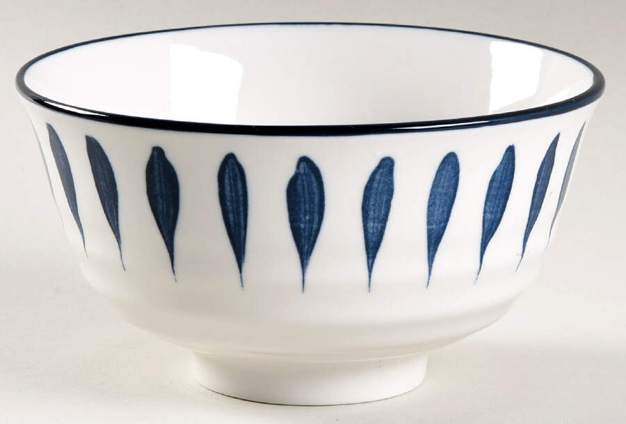 White & Blue Ticks Rice Bowl by Medici (Medici Home)-1