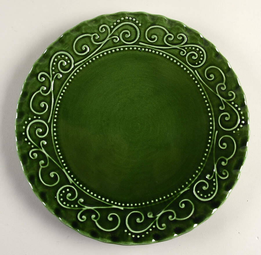MLJ23 Green Dinner Plate by Maioliche Jessica-1