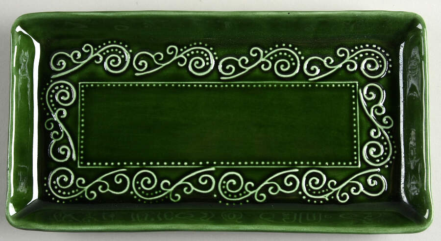 MLJ23 Green 11" Rectangular Serving Platter by Maioliche Jessica-1