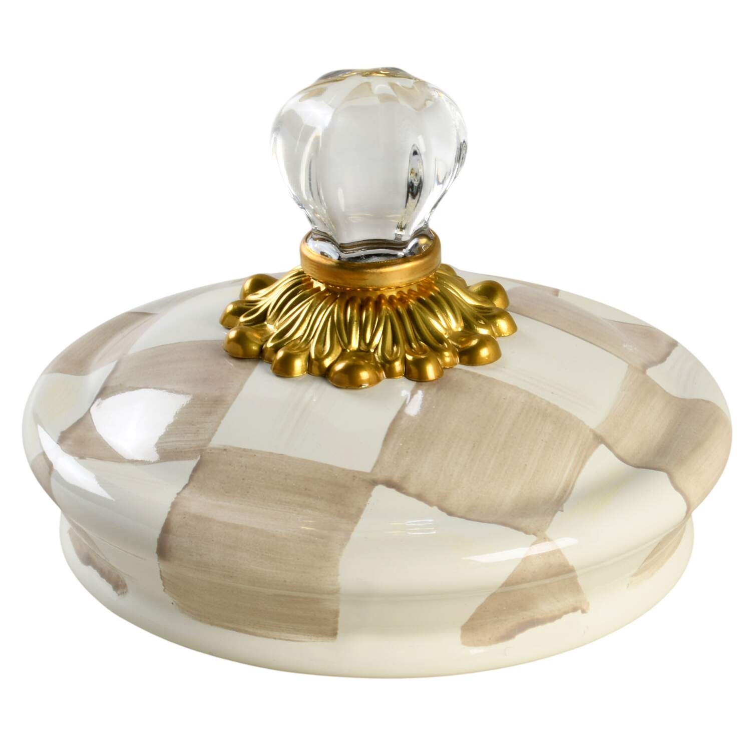 Mocha Check (Enamelware) Pedestal Candy Box, Lid Only by MacKenzie-Childs-1