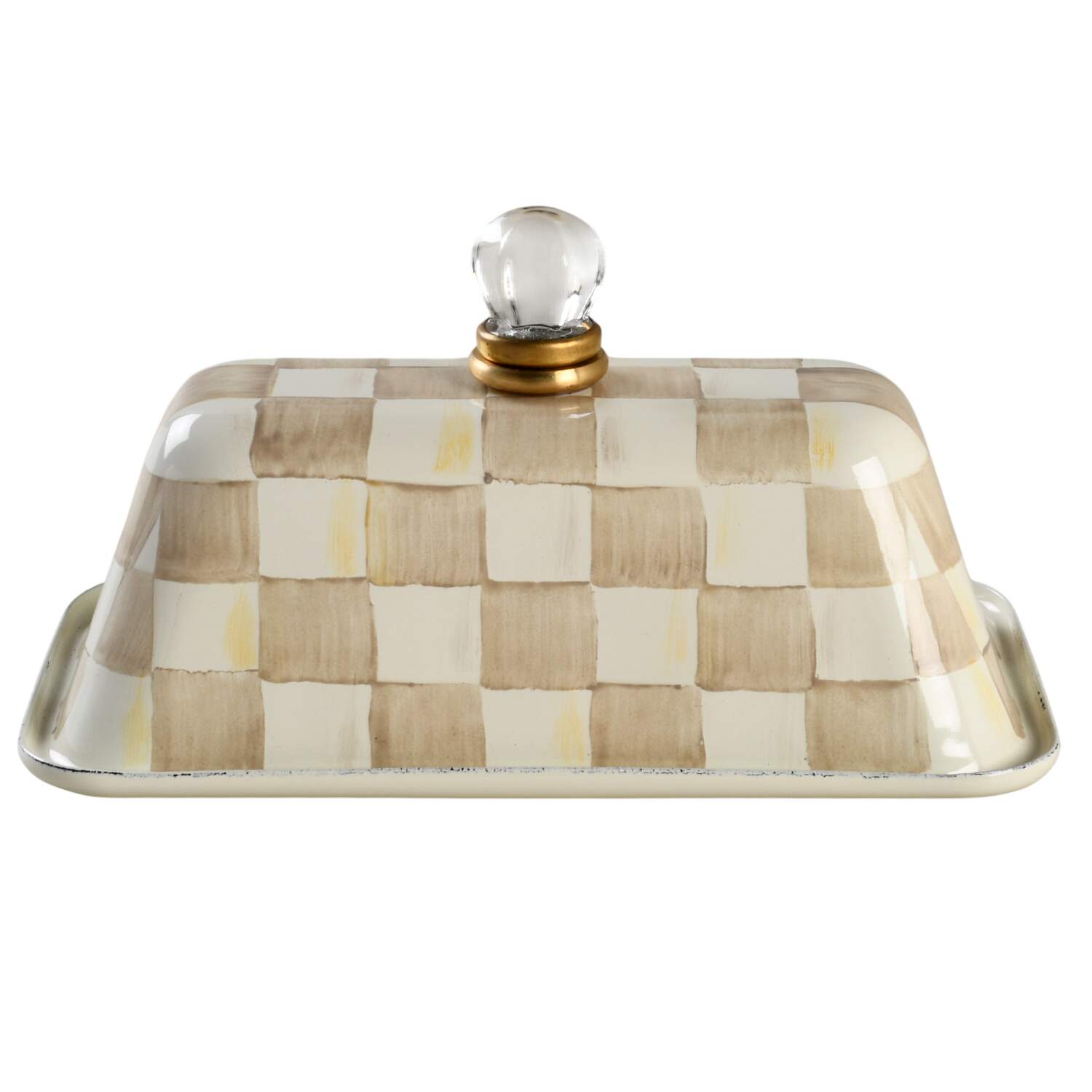 Mocha Check (Enamelware) Lid for 1/4 Lb Butter by MacKenzie-Childs-1