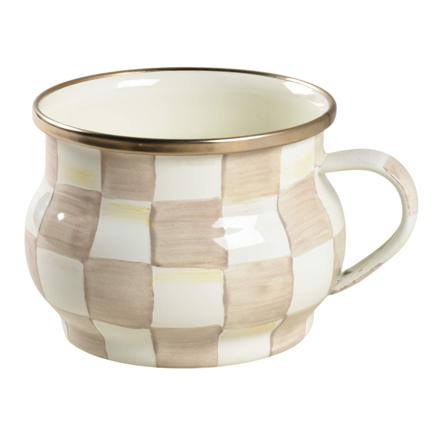Mocha Check (Enamelware) Flat Cup by MacKenzie-Childs-1