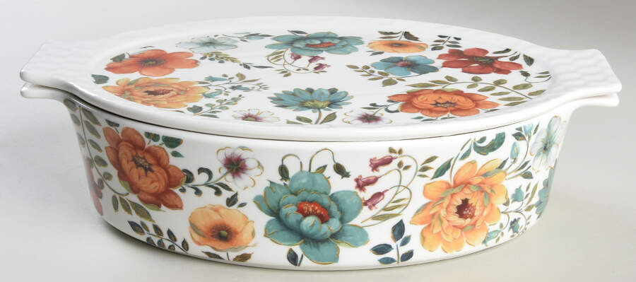 Fall Bloom Oval Baker with Lid by Monterey Bay-1