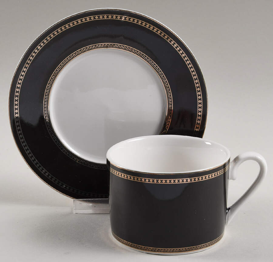 Royal Black Flat Cup & Saucer Set by Monterey Bay-1