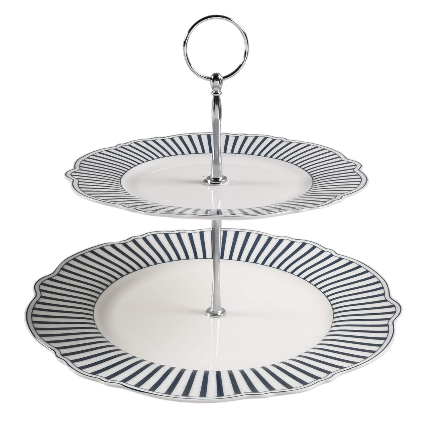 Josephine Navy Blue 2 Tiered Serving Tray (Dinner & Salad Plate) by Monterey Bay-1