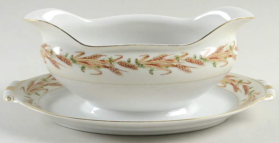 Harvest Gravy Boat with Attached Underplate by Narumi-1