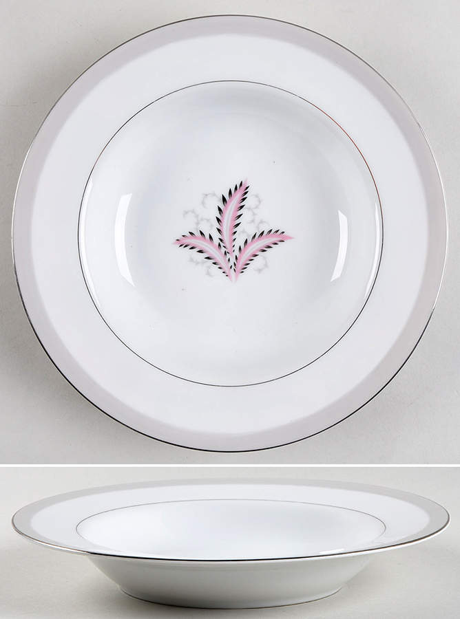 Olympia (Pink Flowers) Rim Soup Bowl by Narumi-1