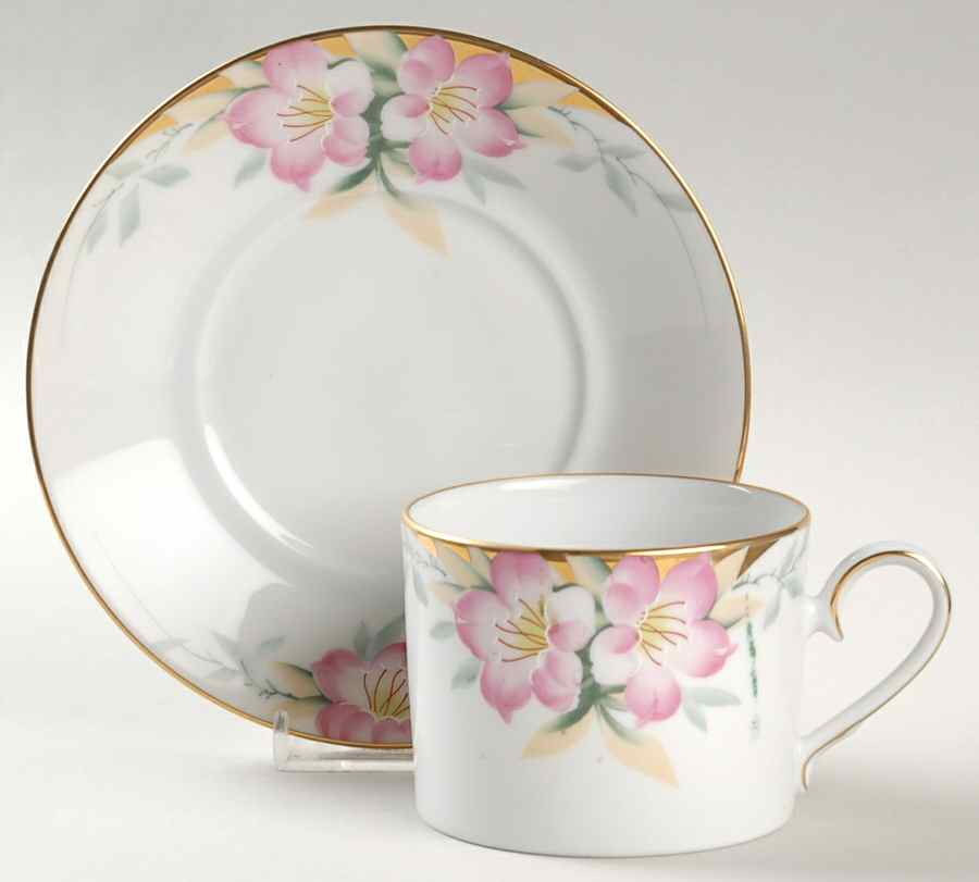 Azalea Flat Cup & Saucer Set by Noritake-1
