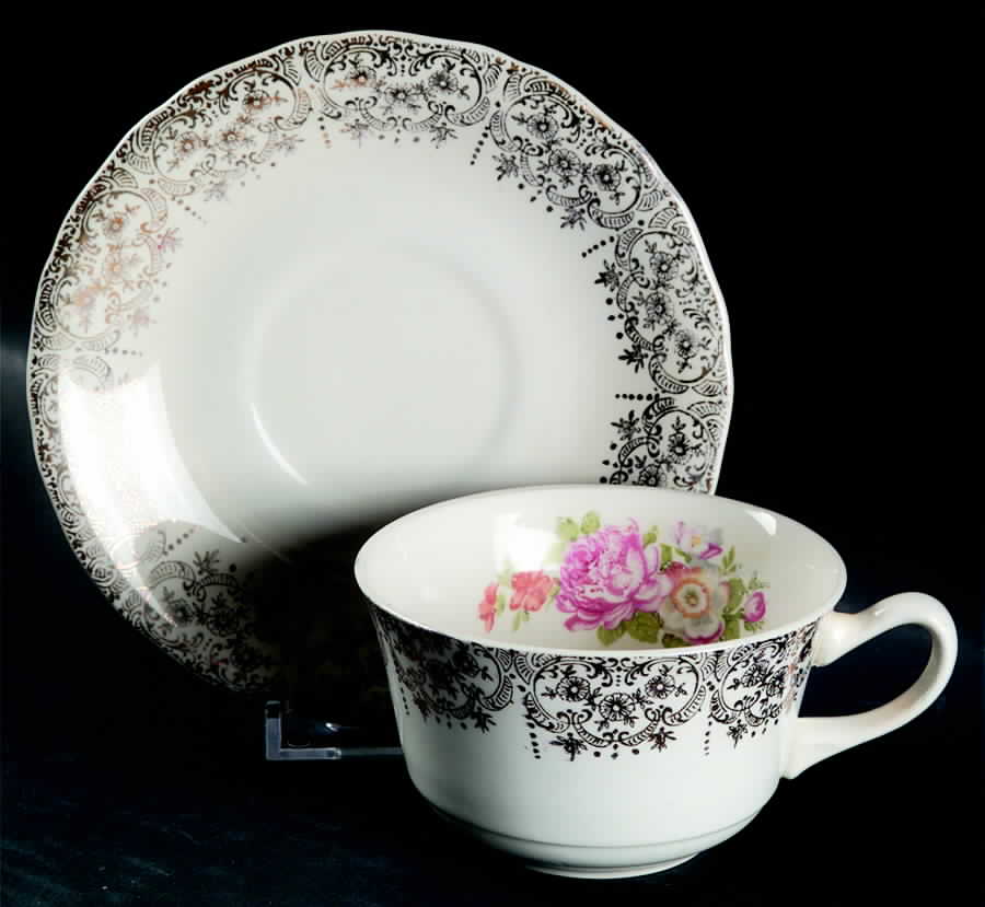 Lady Marianne (USA) Flat Cup & Saucer Set by Nasco China (USA)-1