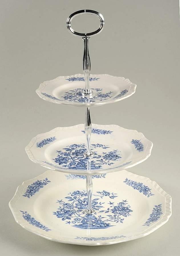 Jardin Bleu 3-Tiered Serving Tray (DP, SP, BB) by Nasco (Japan)-1
