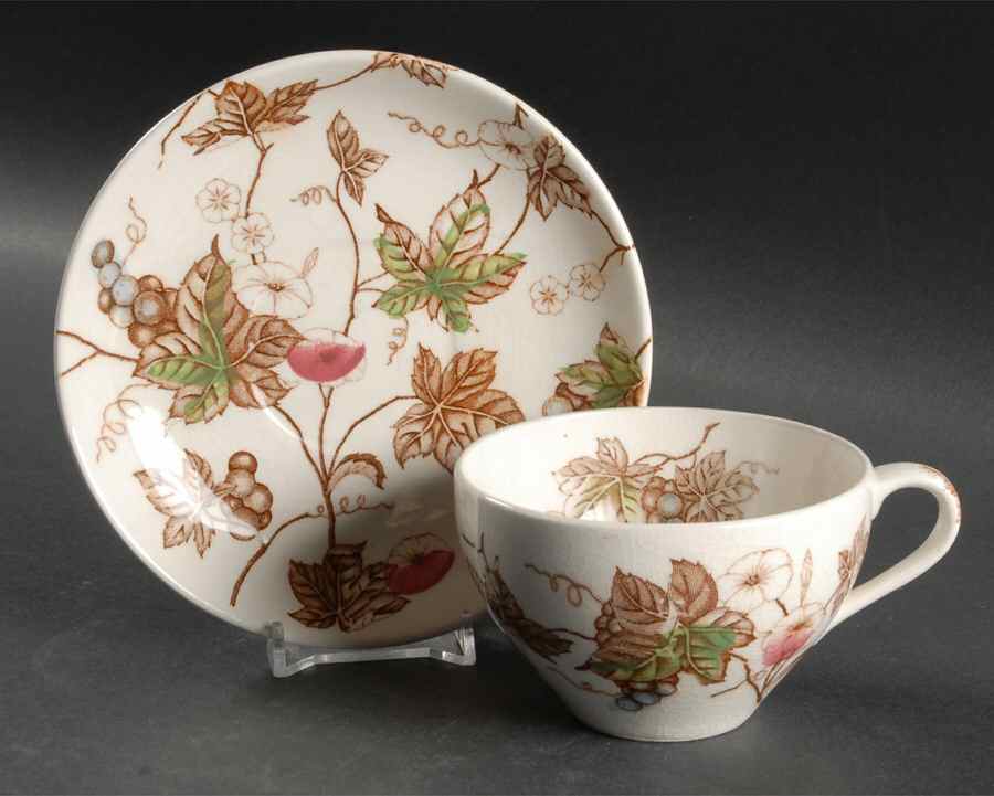 Morning Glory Flat Cup & Saucer Set by Nasco (Japan)-1
