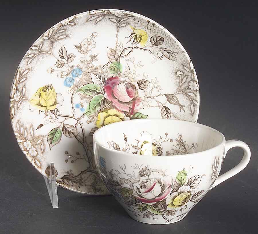 Rosevine Flat Cup & Saucer Set by Nasco (Japan)-1