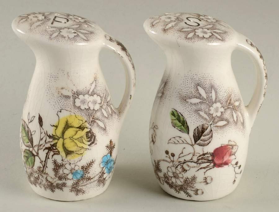 Rosevine Handled Salt & Pepper Set by Nasco (Japan)-1