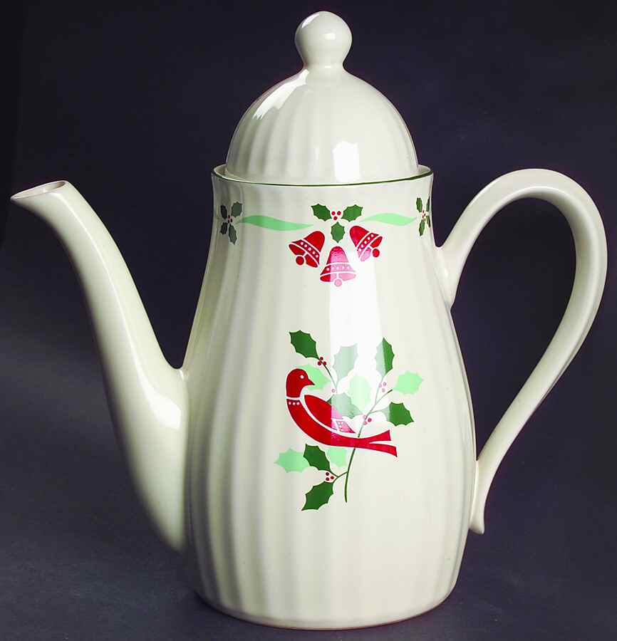 Bells & Holly Coffee Pot & Lid by Nikko-1