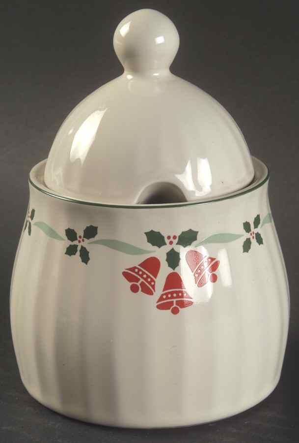 Bells & Holly Sugar Bowl & Lid by Nikko-1