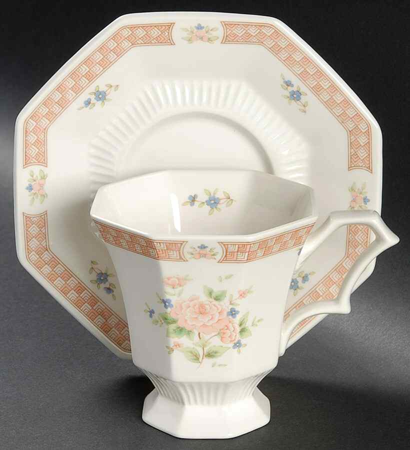 Cameo Rose Footed Cup & Saucer Set by Nikko-1