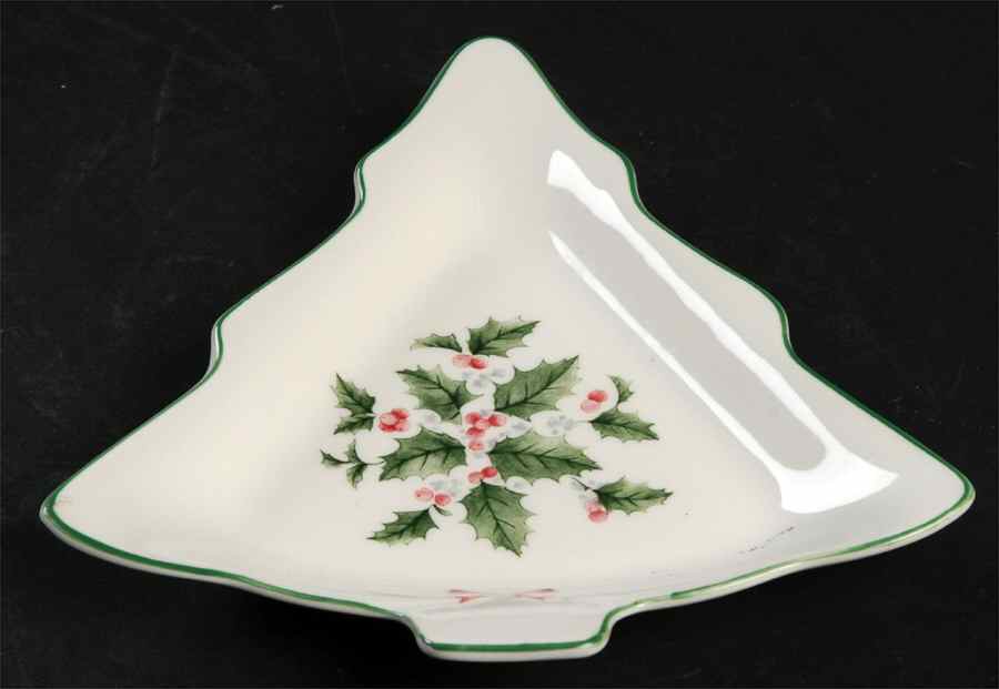 Festive Holly 1 Part Small Tree Shaped Dish by Nikko-1