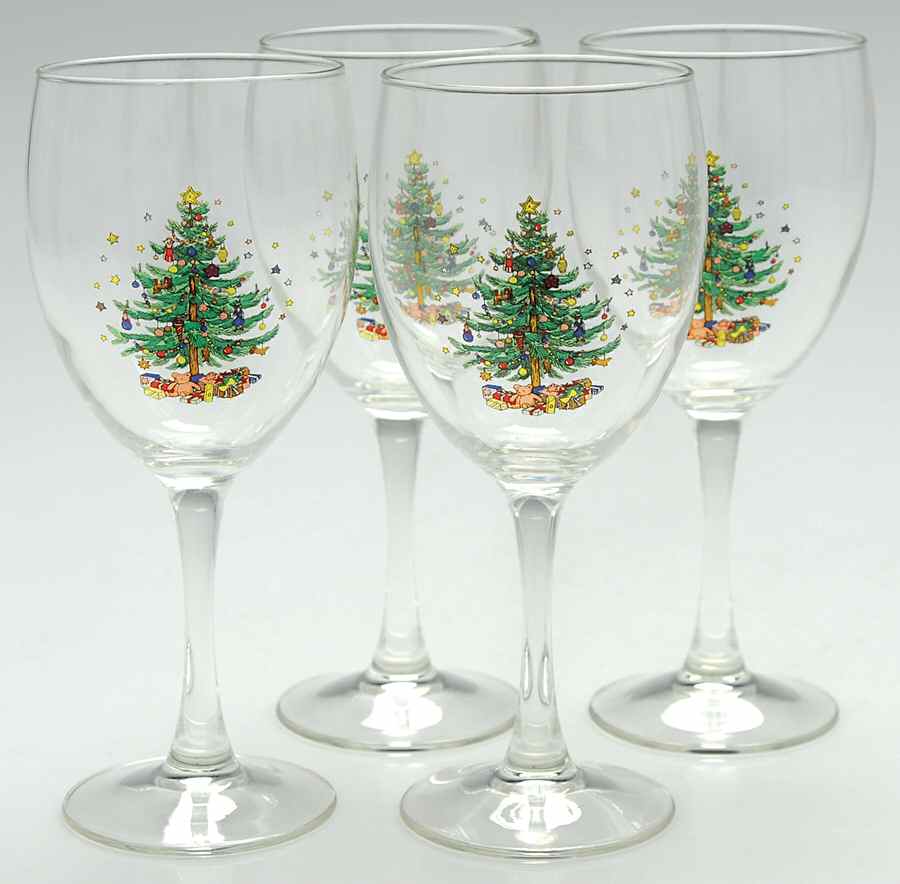 Happy Holidays 10 Oz Glassware Goblet - Set of 4 by Nikko-1